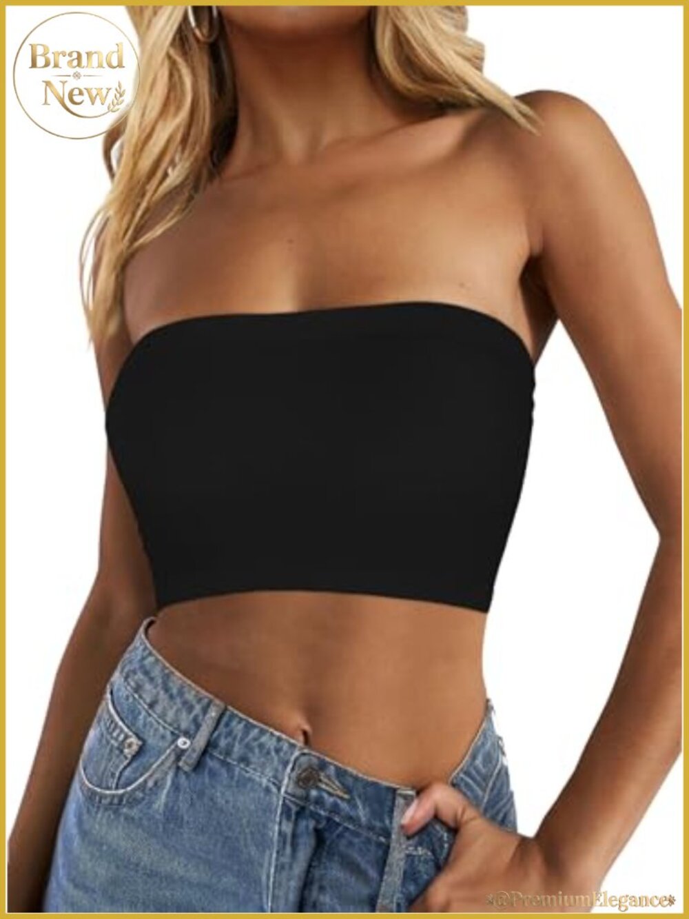 CHICGAL Strapless Bandeau Crop Top Women Tube Top Summer Casual Basic
